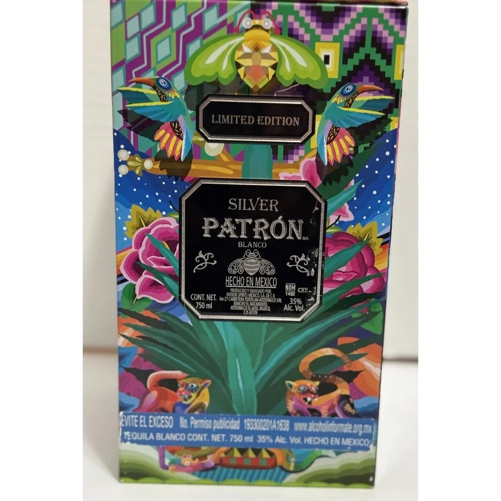 Patron, Silver, Limited Edition. Tequila Tin Box – Empty. Colorful Mexican Folk‎